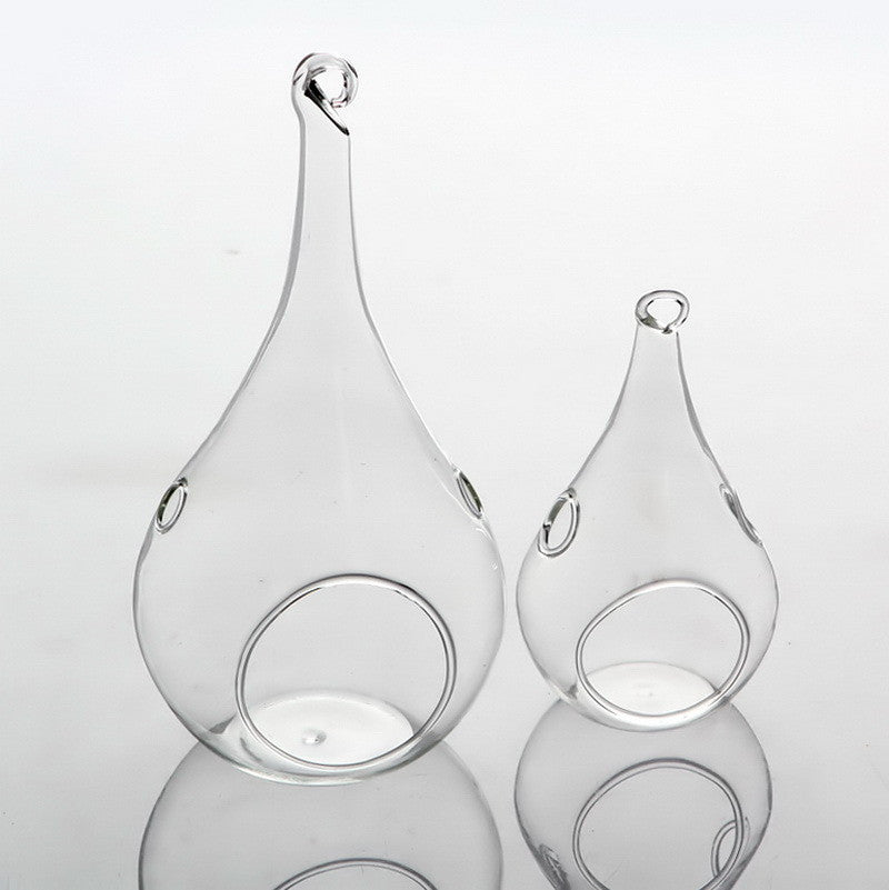 25 Bulk Pack of Hanging Clear Glass Tealight Candle Holder Tear Drop Pear Hour Glass Shape - 20cm High Terrarium Plant Mini Garden Holder Decoration Craft Gift - Factory Direct Shop