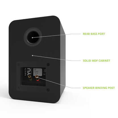 Kanto YU Passive 4" Speakers with 1" Silk Dome Tweeter and 4" Kevlar Woofer - Black, Pair