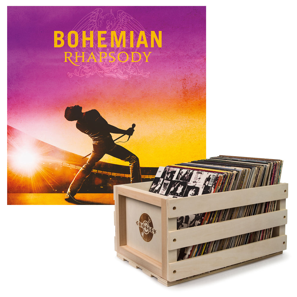 Vinyl Album Bundle Crate & Queen - Bohmian Rhapsody Crosley Record Storage - Double