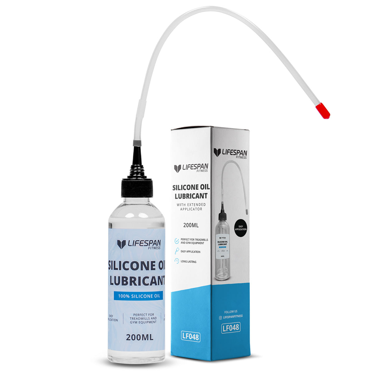 Lifespan silicone oil lubricant bottle and packaging on a white background