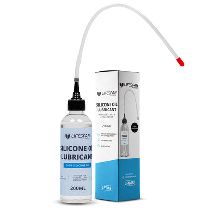 Lifespan silicone oil lubricant bottle and packaging on a white background