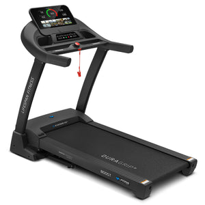 Treadmill with digital display on a white background
