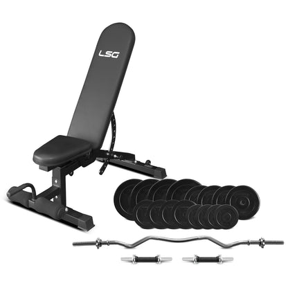 LSG GBN006 Weight Bench FID With 84kg Weight and Bar Set