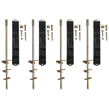 Set of metal stakes with attachments on a white background