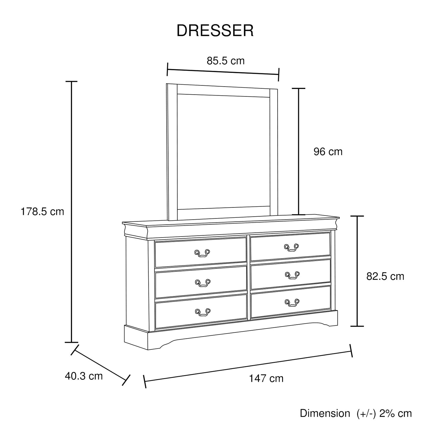 4 Pieces Bedroom Suite in Solid Wood & MDF King Size Grey Colour Bed, Bedside Table & Dresser