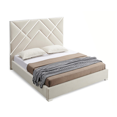 Matrix King Bed Frame Fabric Padded Upholstery High Quality Slats