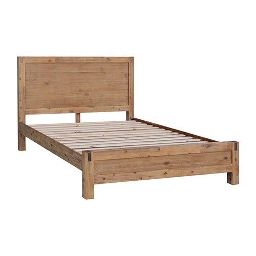 Wooden bed frame on a white background