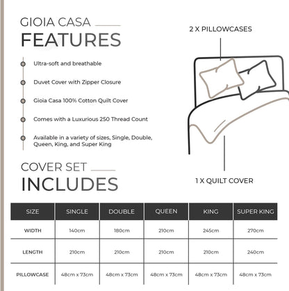 100% Cotton Vintage Washed Bed Quilt Cover Set - Natural - Queen Size