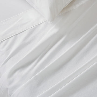 Vintage Washed 100% Cotton Sheet Set with 2 Pillowcases - White - King Size