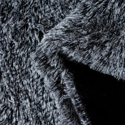 Double Sided Fx Fur Shaggy Throw Blanket - Charcoal