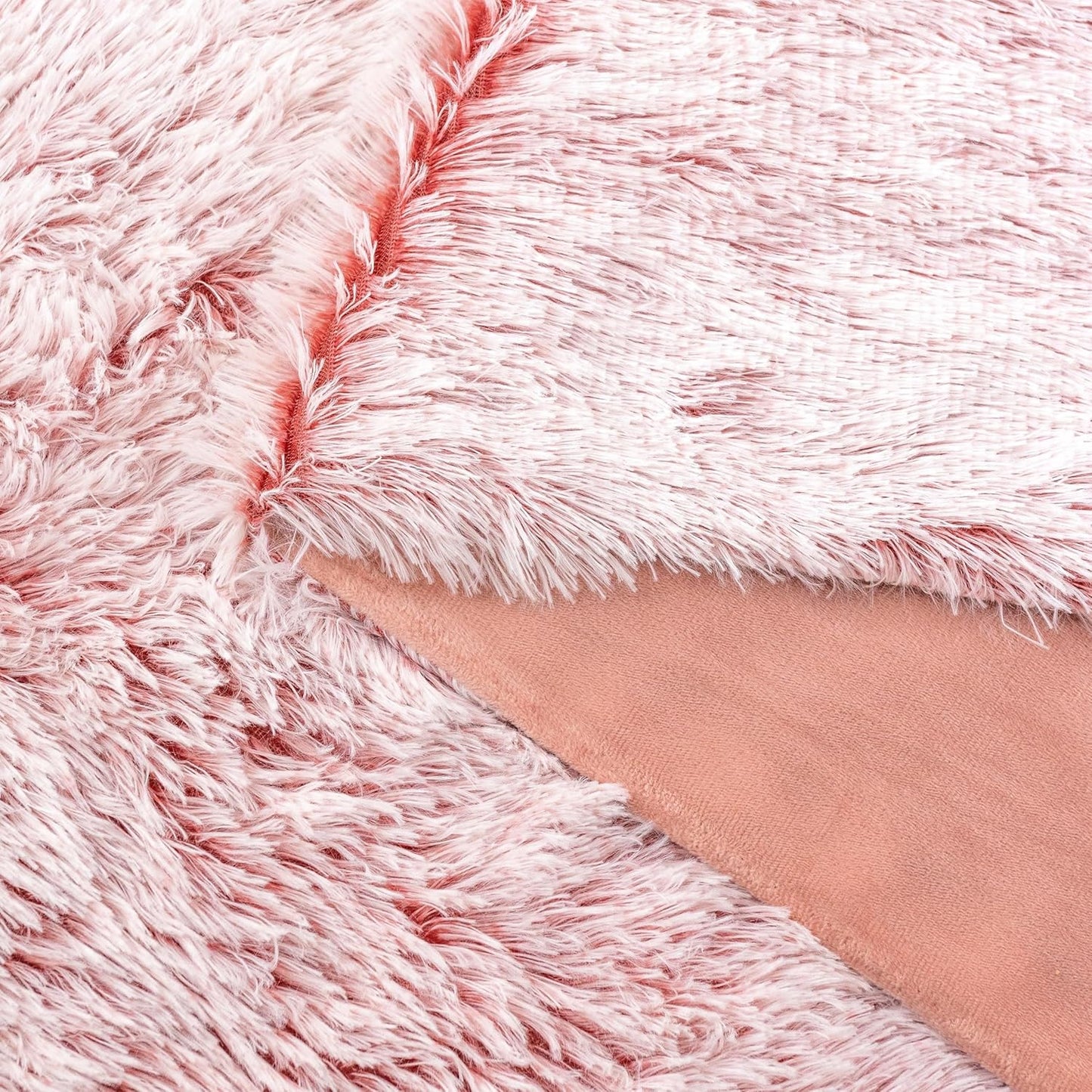 Double Sided Fx Fur Shaggy Throw Blanket - Rose