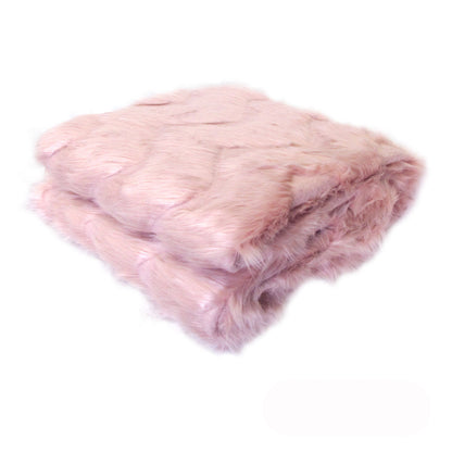 Riley Modern Pattern Faux Fur Throw Rug 127 x 152 cm Pink Chevron
