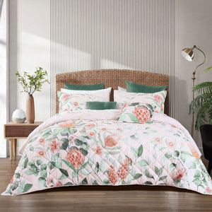 Bianca Sidney Blush Printed Floral Bedspread Set Double