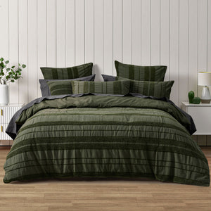 Bianca Avery Forest Chenille Striped Quilt Cover Set King
