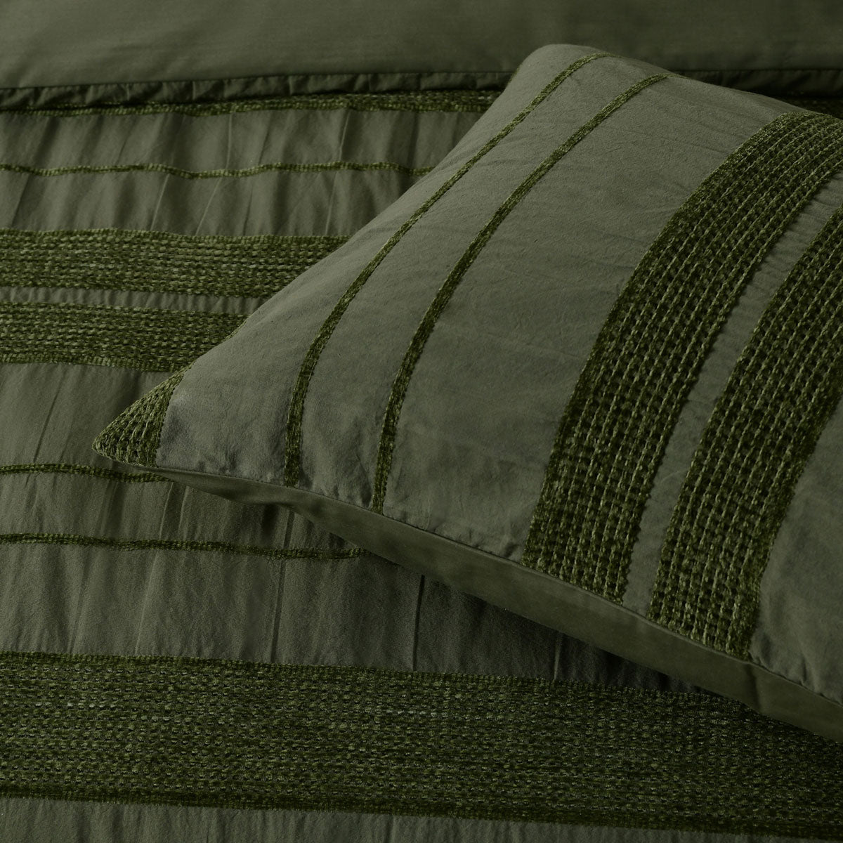 Bianca Avery Forest Chenille Striped Quilt Cover Set King