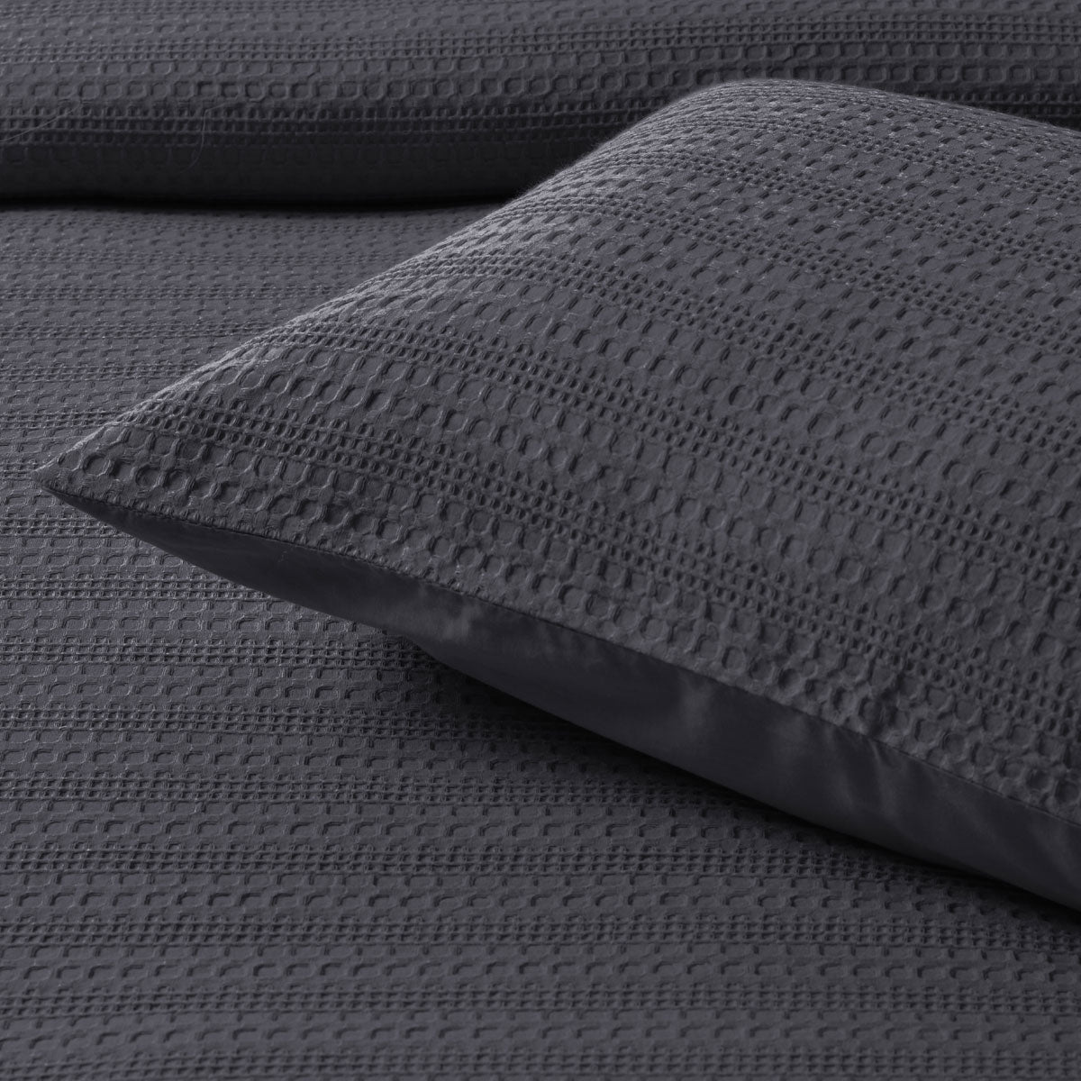 Bianca Kahlani Charcoal Waffle Quilt Cover Set Super King