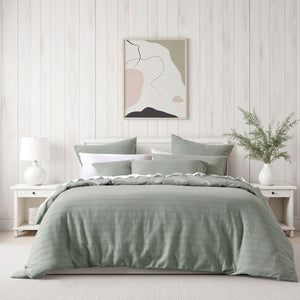 Bianca Kahlani Sage Waffle Quilt Cover Set Queen