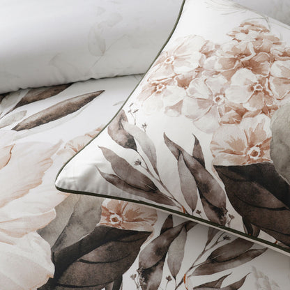 Bianca Somerset White Cotton Sateen Floral Quilt Cover Set Queen