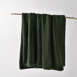 Bianca Tambar Forest Green Faux Fur Throw Rug 130 x 170 cm