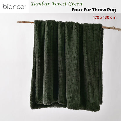 Bianca Tambar Forest Green Faux Fur Throw Rug 130 x 170 cm