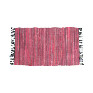 Tonal Chindi Cotton Handmade Floor Mat with Tassels 70 x 120 cm Pink