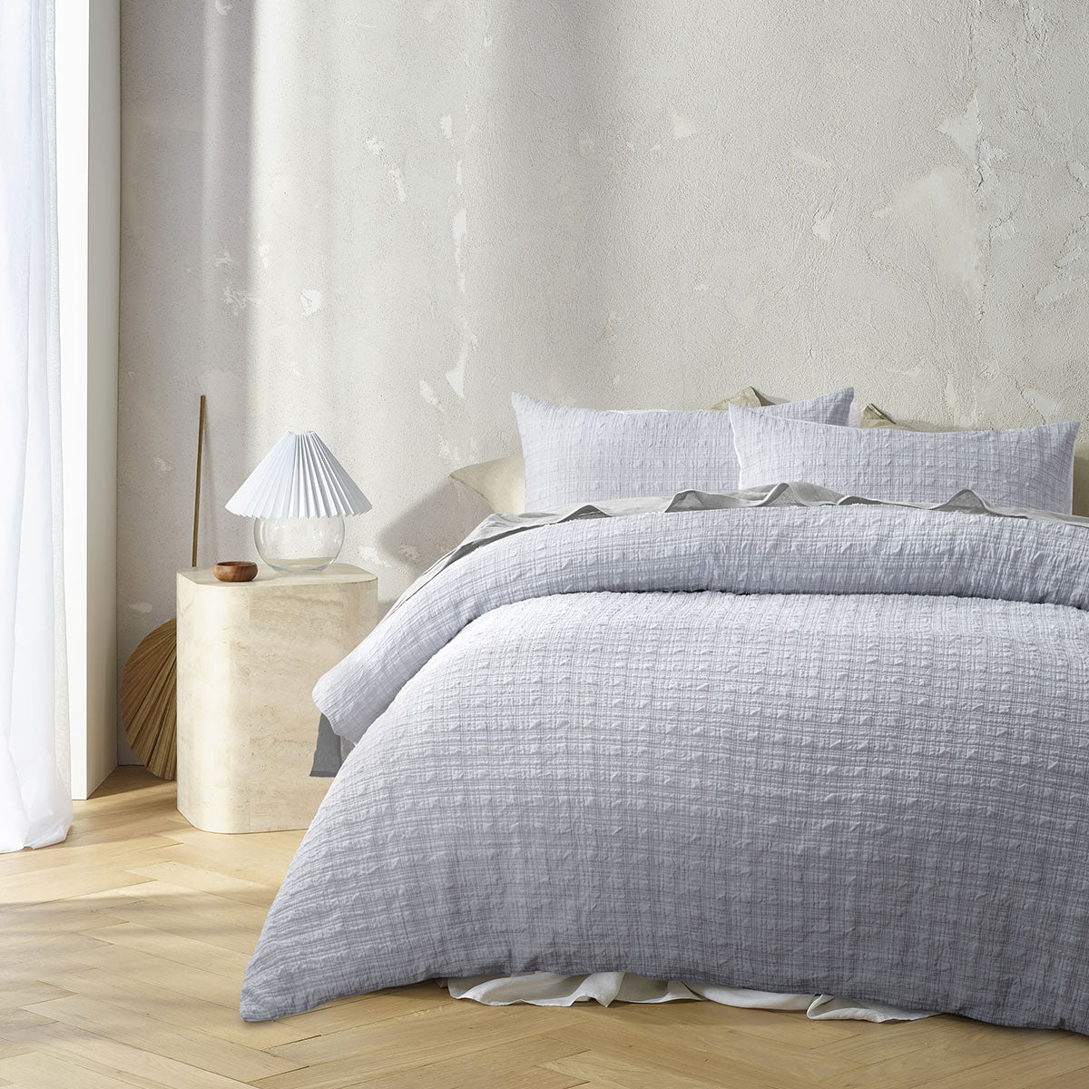 Accessorize Augusta Grey Ruched Quilt Cover Set Double