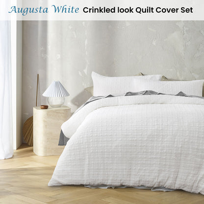 Accessorize Augusta White Ruched Quilt Cover Set King