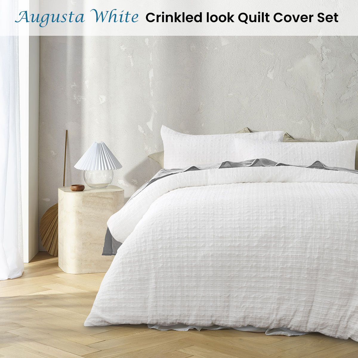 Accessorize Augusta White Ruched Quilt Cover Set Single