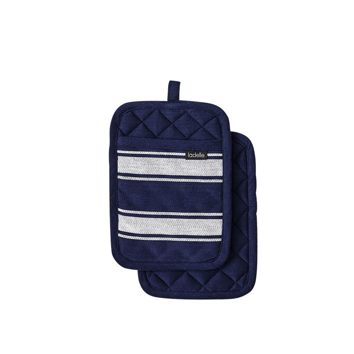 Ladelle Butcher Stripe Series Navy Set of 2 Pot Holders 17.5 x 24.5cm - Factory Direct Shop