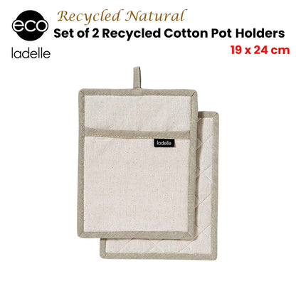 Ladelle Eco Recycled Natural Set of 2 Pot Holders 19 x 24 cm - Factory Direct Shop