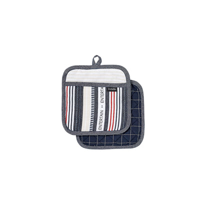 Ladelle Entertainer Charcoal Set of 2 Pot Holders 21 x 21 cm - Factory Direct Shop