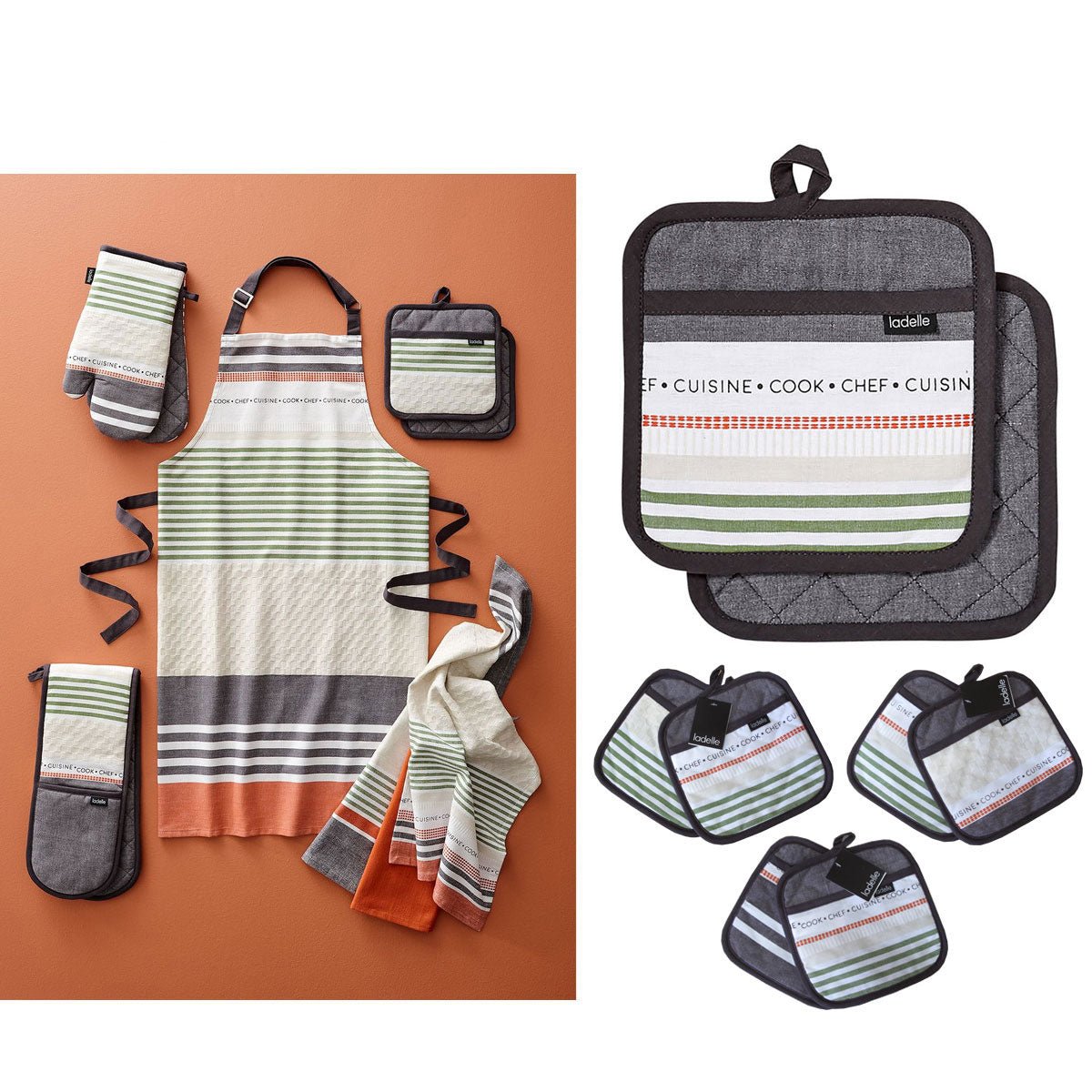 Ladelle Intrinsic Grey Set of 2 Pot Holders 21 x 21 cm - Factory Direct Shop