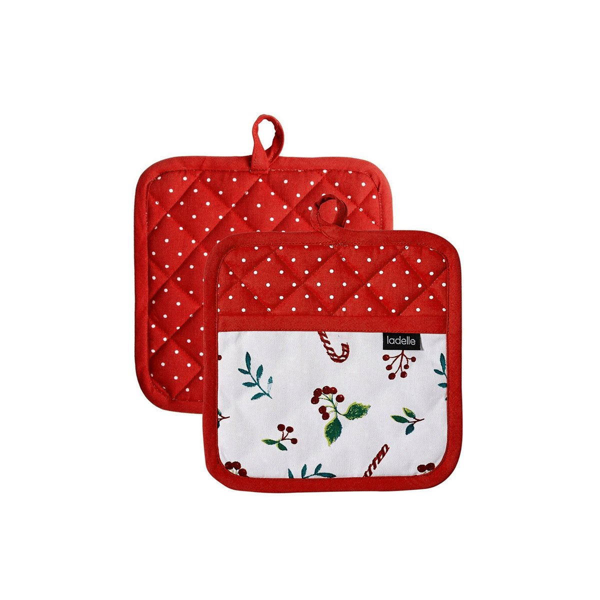 Ladelle Joyful Red Set of 2 Pot Holders 21 x 21 cm - Factory Direct Shop