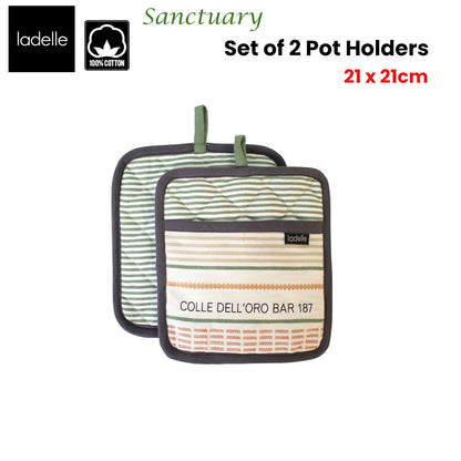 Ladelle Sanctuary Cream Set of 2 Pot Holders 21 x 21 cm - Factory Direct Shop