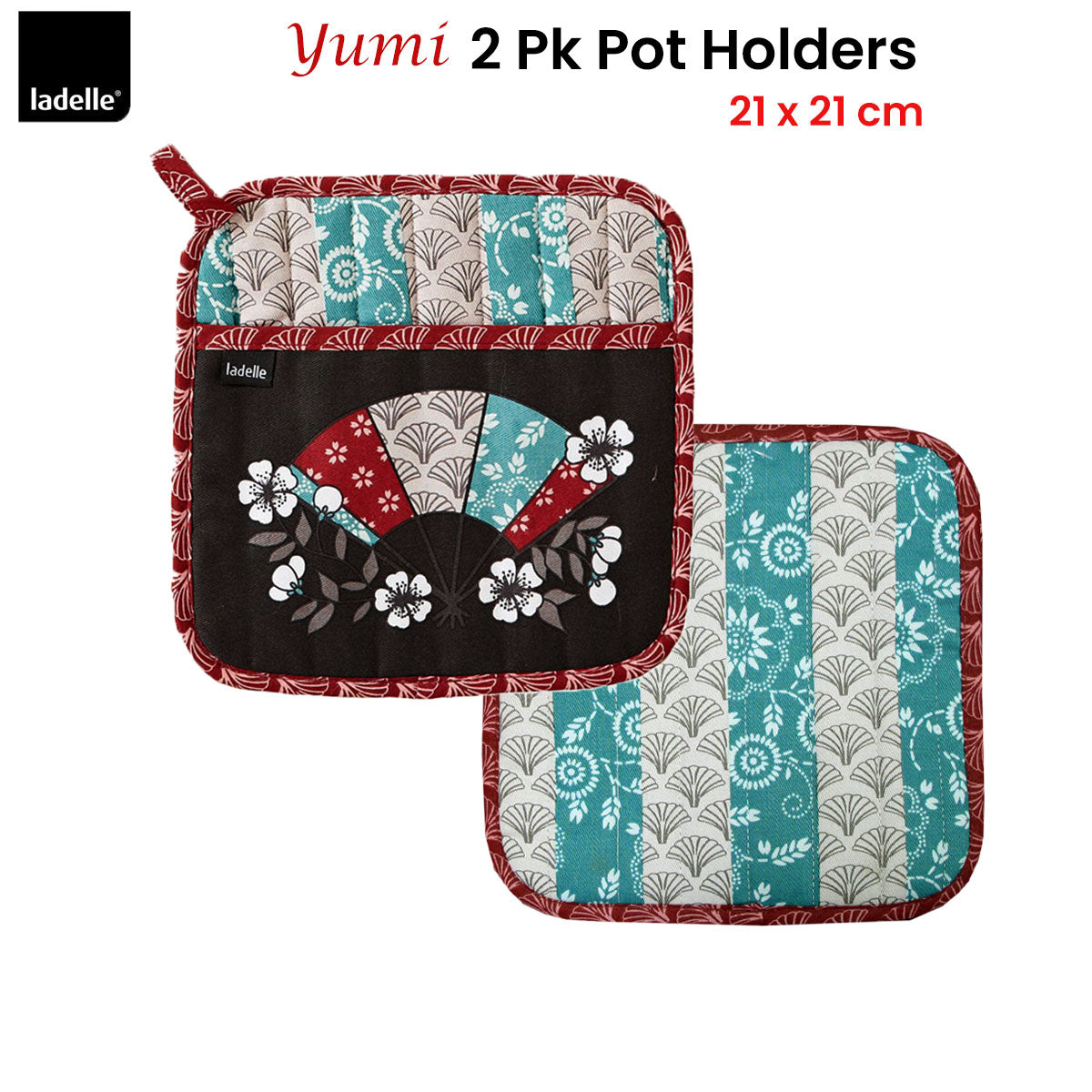 Ladelle Yumi Set of 2 Pot Holders 21 x 21 cm - Factory Direct Shop