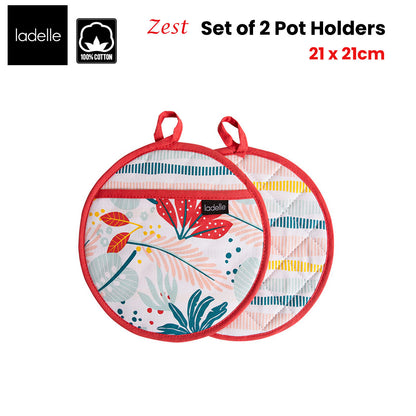 Ladelle Zest Set of 2 Pot Holders 21 x 21 cm - Factory Direct Shop