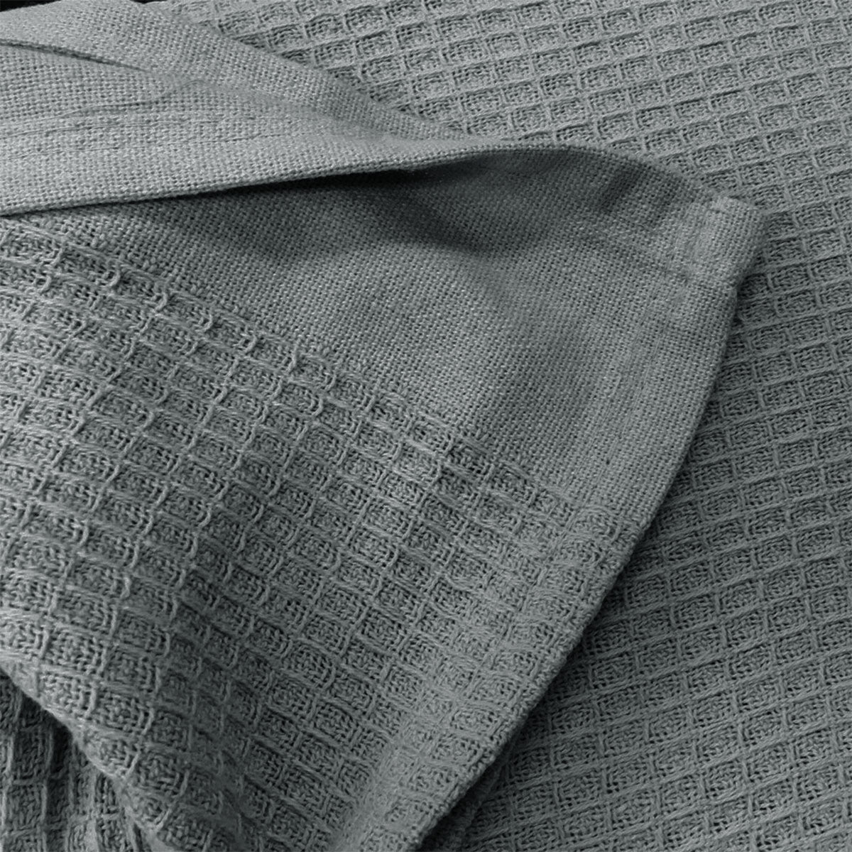 Living @ Home 350gsm 100% Cotton Breathable Waffle Blanket Single 180 x 230 cm Charcoal