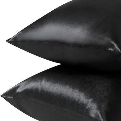Pair of King Satin Silk Pillowcases with Envelope Closure 51 x 102 cm Ivory