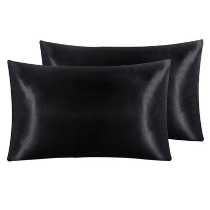 Pair of Standard Satin Silk Pillowcases with Envelope Closure 51 x 76 cm White