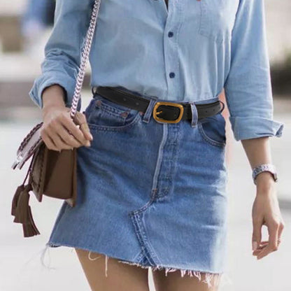 Cheeky X Classic Leather Belts for Women, Joyreap Genuine Leather Womens Belts with Gold Buckle (Khaki)