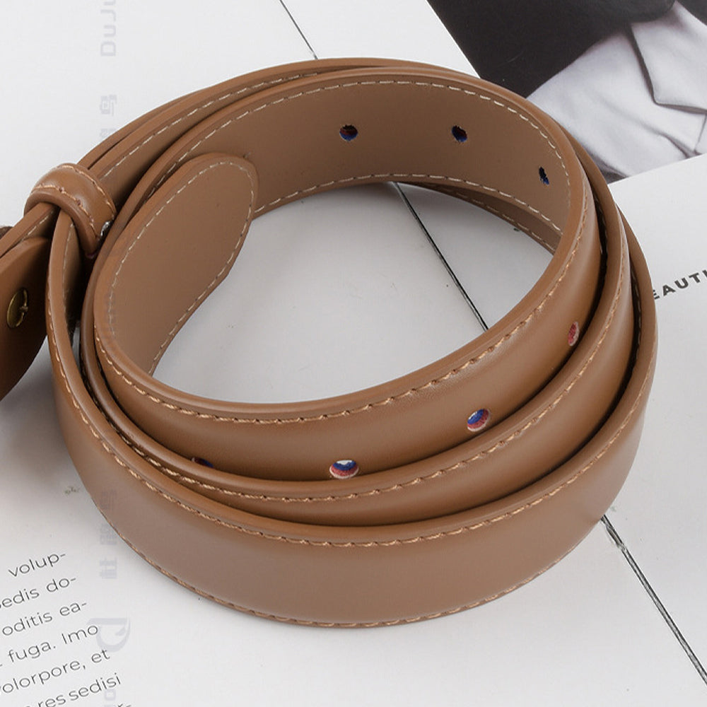 Cheeky X Classic Leather Belts for Women, Joyreap Genuine Leather Womens Belts with Gold Buckle (Khaki)