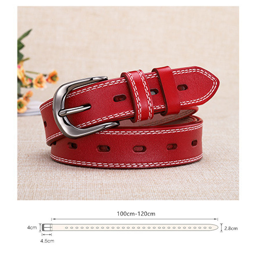 Cheeky X Classic Leather Belts for Women, Joyreap Genuine Leather Womens Belts Alloy Pin Buckle (Red)