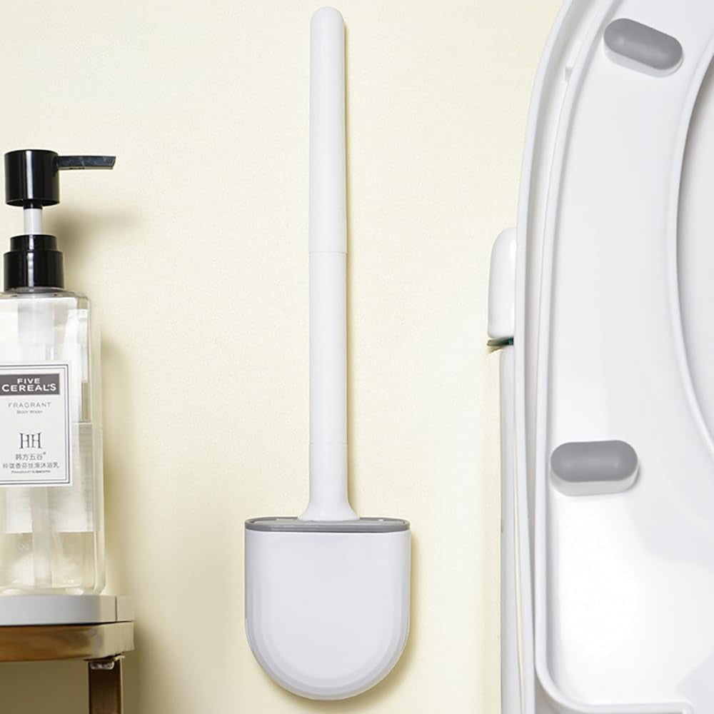 Silicone Flexible Head Deep Cleaning Toilet Brush with Wall Mount Holder - Factory Direct Shop