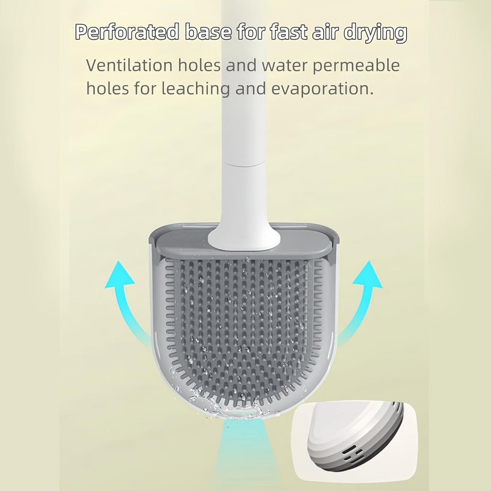 Silicone Flexible Head Deep Cleaning Toilet Brush with Wall Mount Holder - Factory Direct Shop