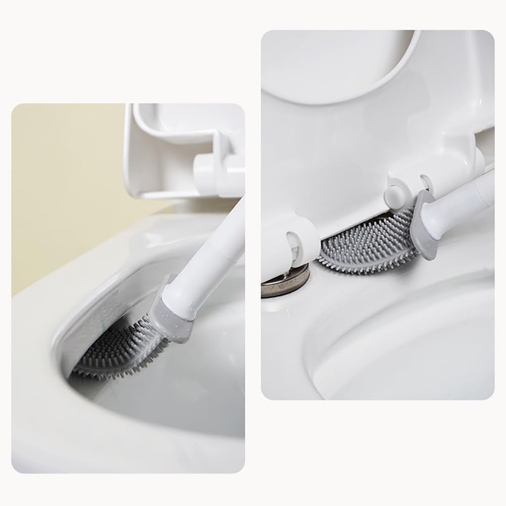 Silicone Flexible Head Deep Cleaning Toilet Brush with Wall Mount Holder - Factory Direct Shop