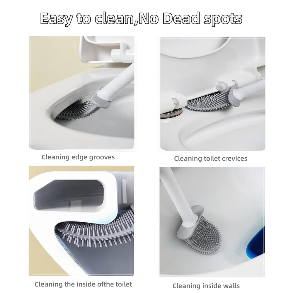 Silicone Flexible Head Deep Cleaning Toilet Brush with Wall Mount Holder - Factory Direct Shop