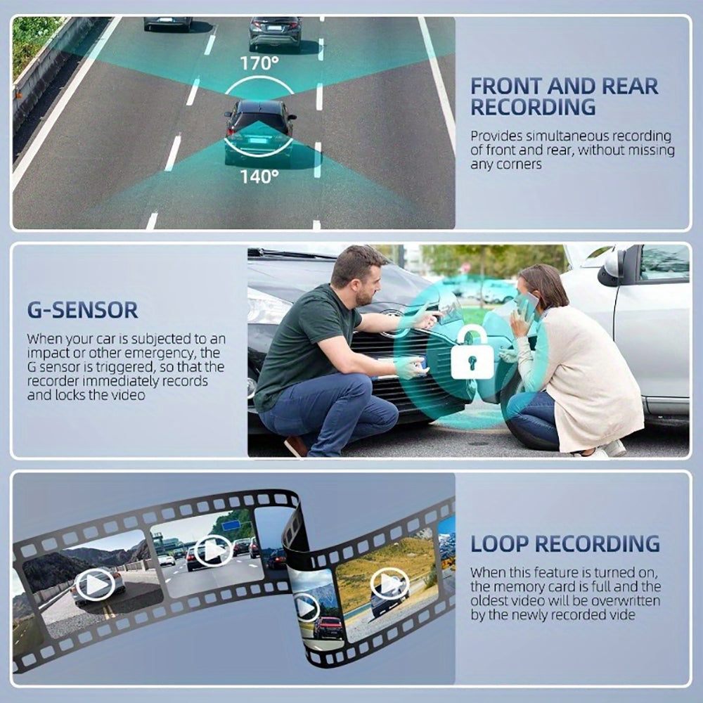 4K Front and Rear Dual Dash Cam WiFi GPS with 64GB SD Card