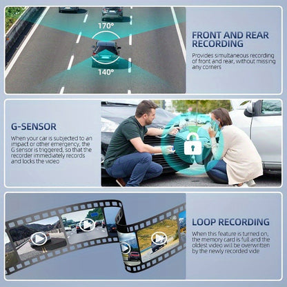 4K Front and Rear Dual Dash Cam WiFi GPS with 64GB SD Card