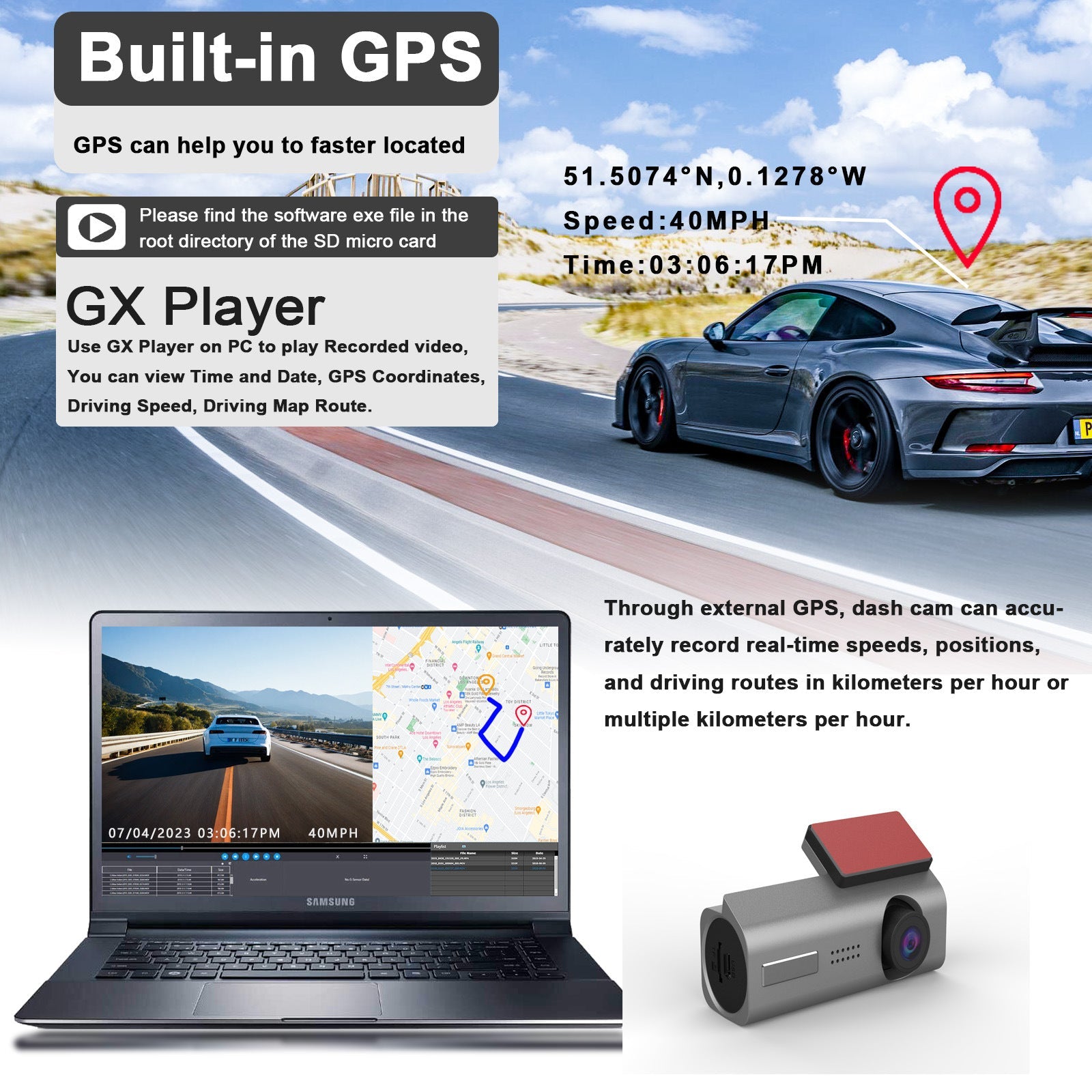 1080P Dual Dash Cam with Night Vision