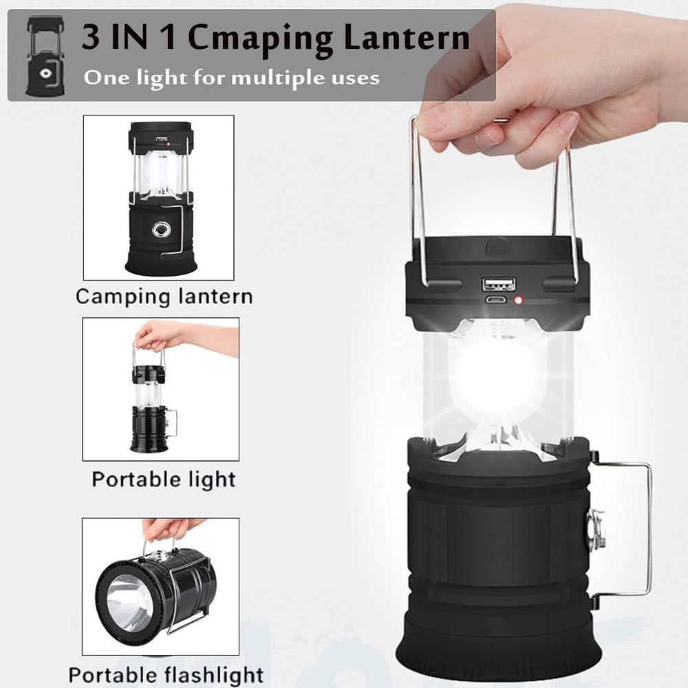 Camping Lantern LED Solar Powered Rechargeable USB